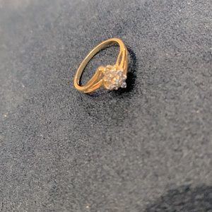 Real diamond ring with 14 karat gold setting